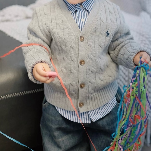 Ralph Lauren Kids Cable Knit Gray Sweater 2T - Picture 5 of 6